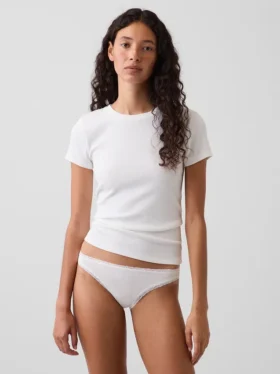 Mykeste økologisk stretchbomulls-bikini med blonder