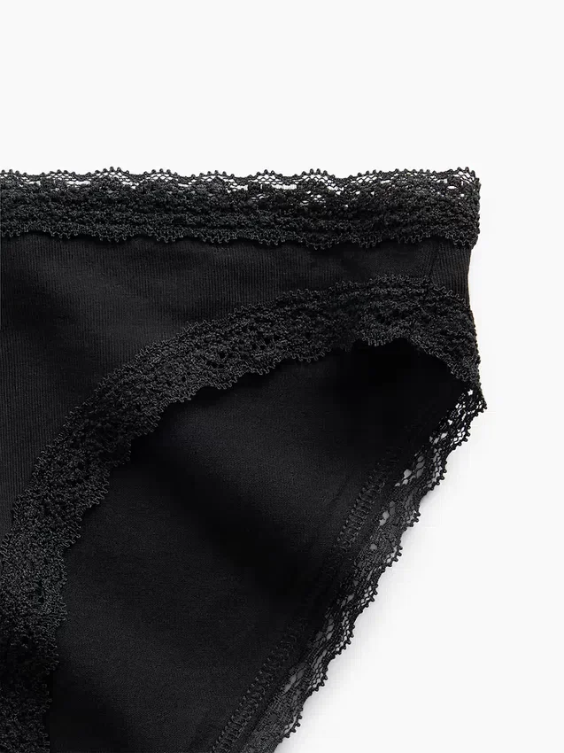 Mykeste økologisk stretchbomulls-bikini med blonder