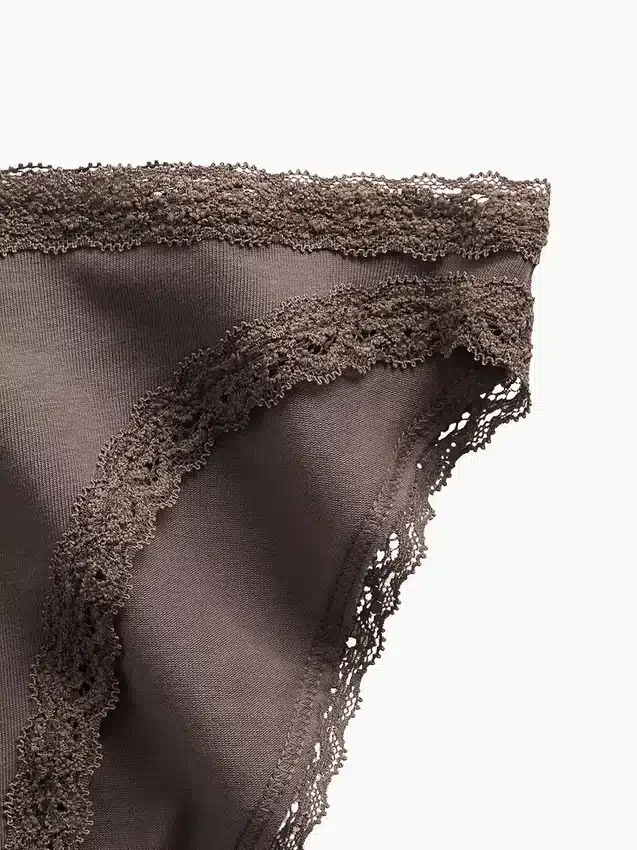 Mykeste økologisk stretchbomulls-bikini med blonder