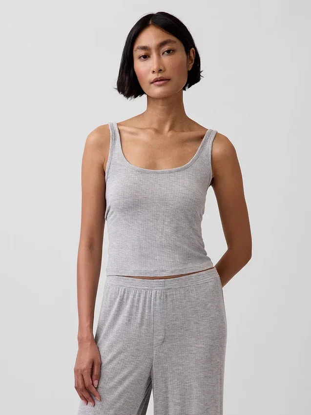 Mykeste modal-ribbet pyjamas-tanktop