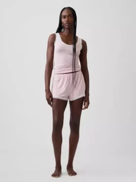 Mykeste pyjamas-Shorts i modal med blonder