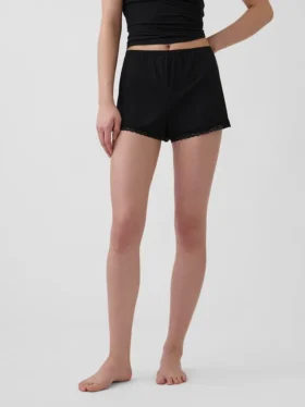 Mykeste pyjamas-Shorts i modal med blonder