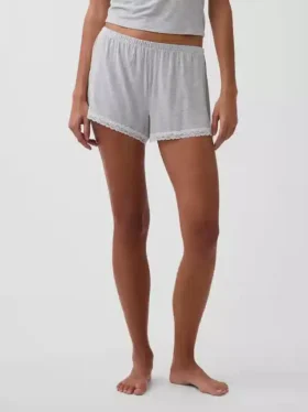 Mykeste pyjamas-Shorts i modal med blonder