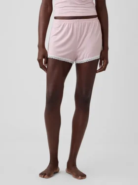 Mykeste pyjamas-Shorts i modal med blonder