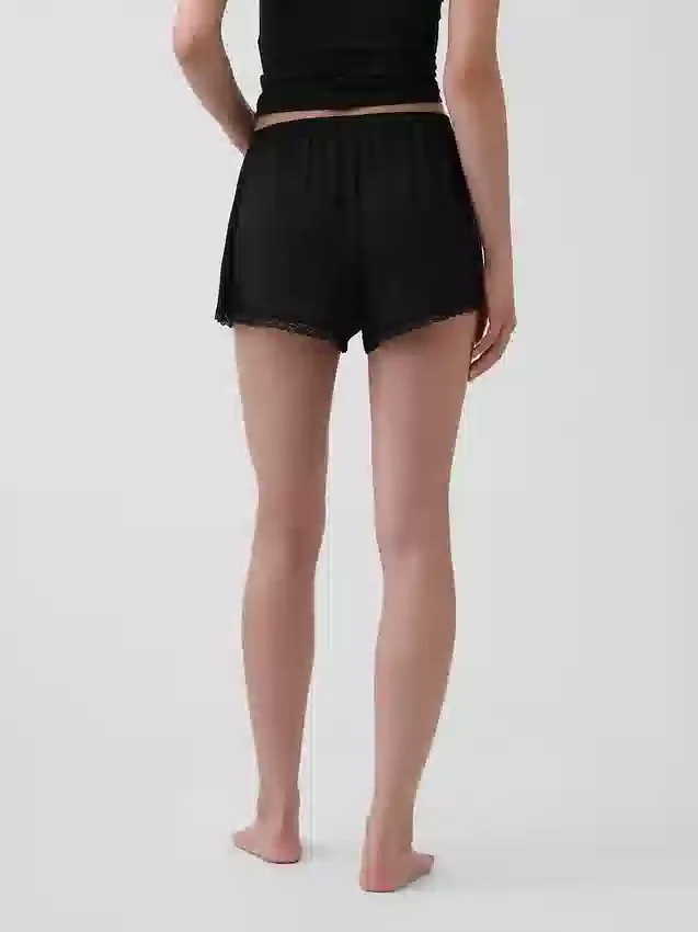 Mykeste pyjamas-Shorts i modal med blonder