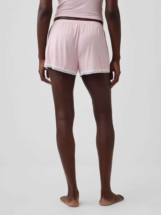 Mykeste pyjamas-Shorts i modal med blonder