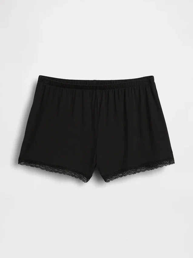 Mykeste pyjamas-Shorts i modal med blonder