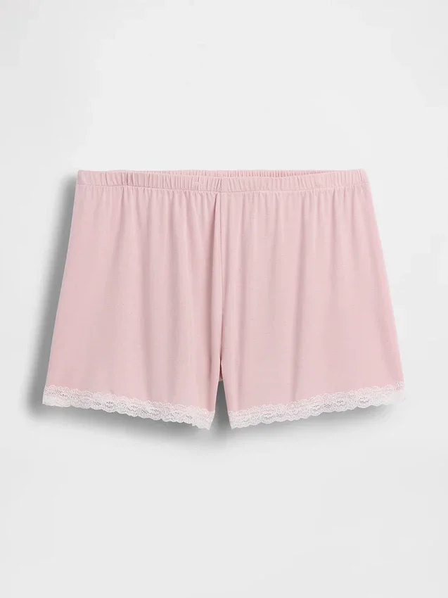 Mykeste pyjamas-Shorts i modal med blonder