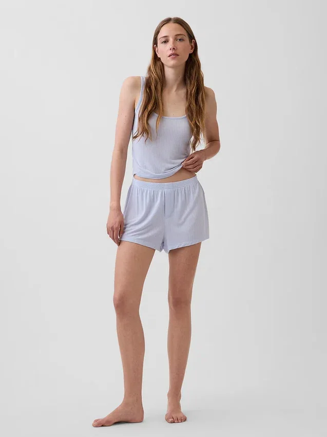 Mykeste pyjamas-Shorts i modalribb