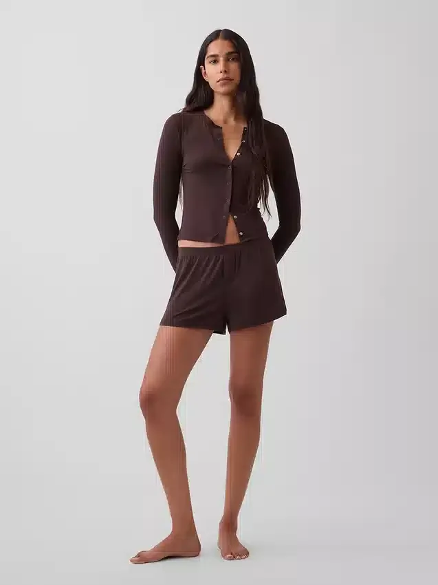 Mykeste pyjamas-Shorts i modalribb