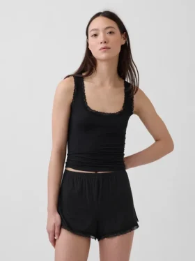 Mykeste pyjamas-tanktop i modal med blonderkant