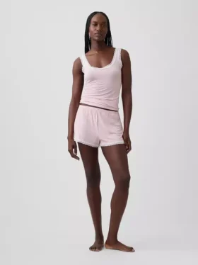 Mykeste pyjamas-tanktop i modal med blonderkant