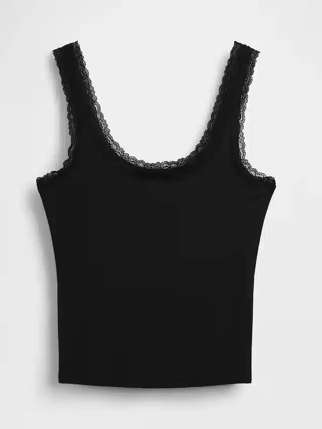 Mykeste pyjamas-tanktop i modal med blonderkant