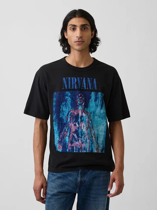 Nirvana T-skjorte i tykk bomullsjersey med grafisk trykk