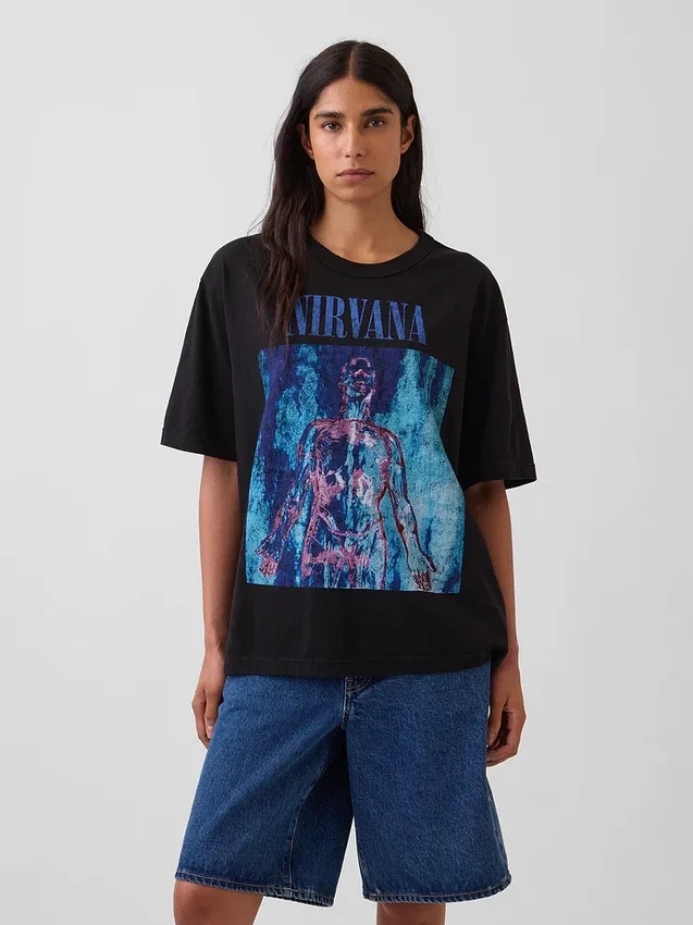 Nirvana T-skjorte i tykk bomullsjersey med grafisk trykk