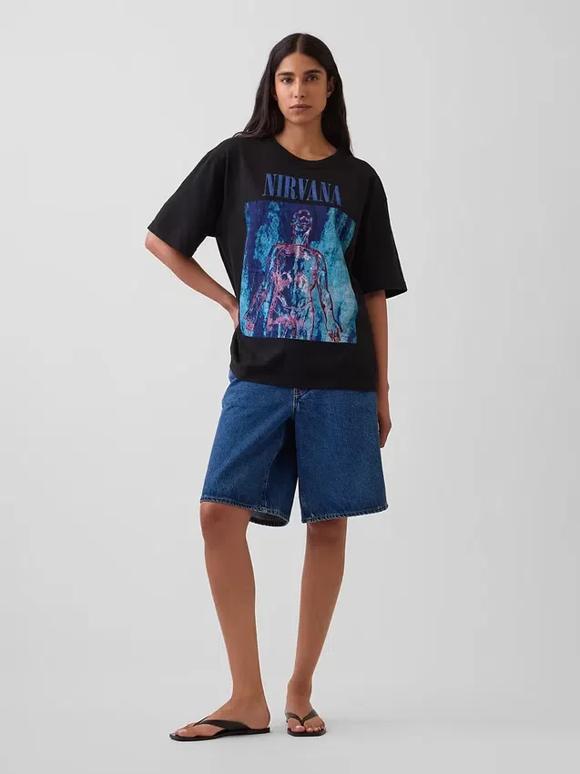 Nirvana T-skjorte i tykk bomullsjersey med grafisk trykk
