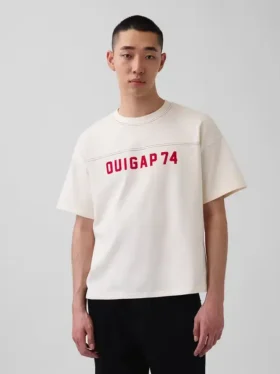 Ouigap tykk, kort T-skjorte med logo