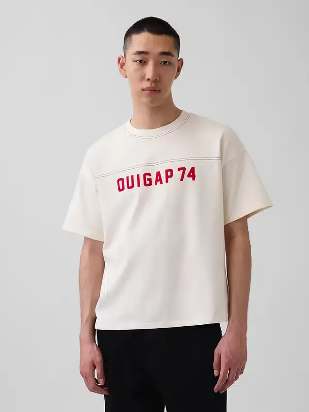 Ouigap tykk, kort T-skjorte med logo