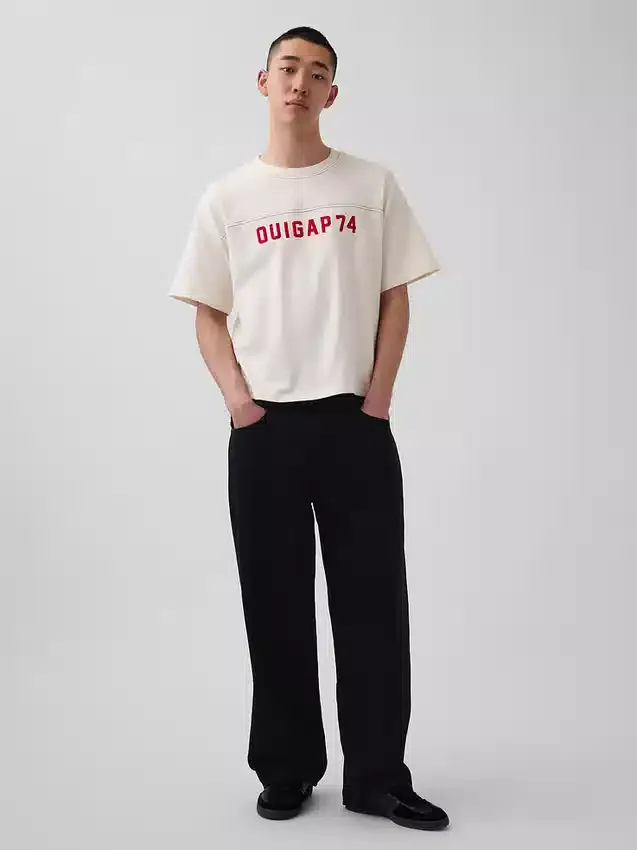 Ouigap tykk, kort T-skjorte med logo