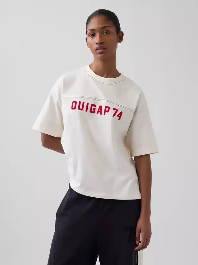 Ouigap tykk, kort T-skjorte med logo