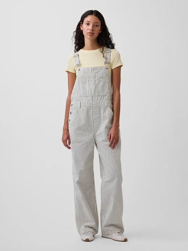Overalls i avslappet denim med striper
