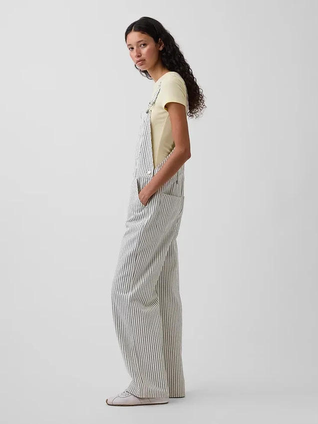 Overalls i avslappet denim med striper