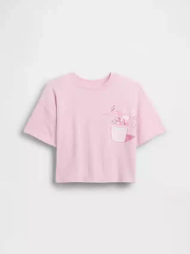 Oversized, boksformet Hello Kitty-T-skjorte for barn