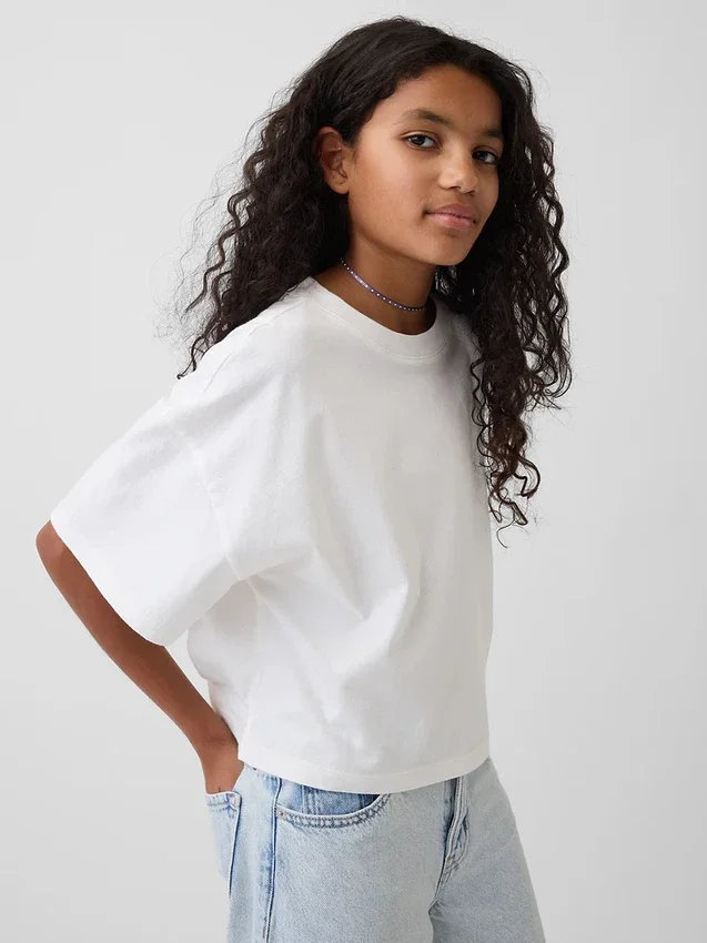 Oversized, boksformet T-skjorte for barn