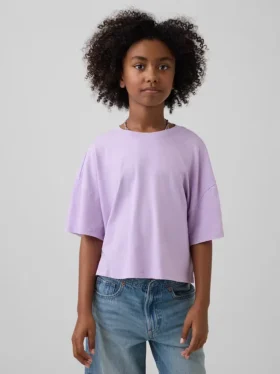 Oversized, boksformet T-skjorte for barn