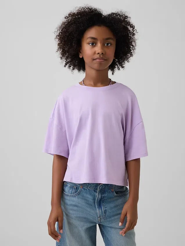 Oversized, boksformet T-skjorte for barn
