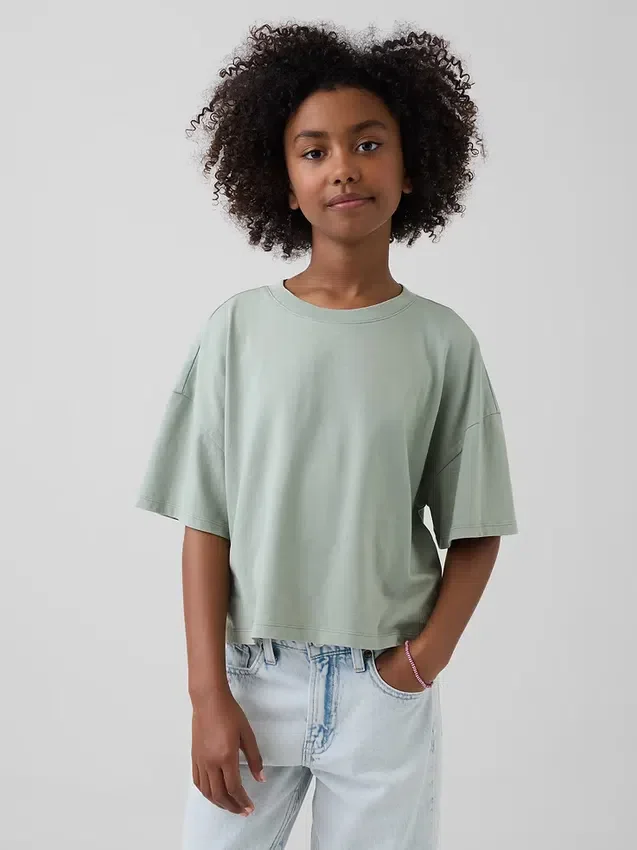 Oversized, boksformet T-skjorte for barn
