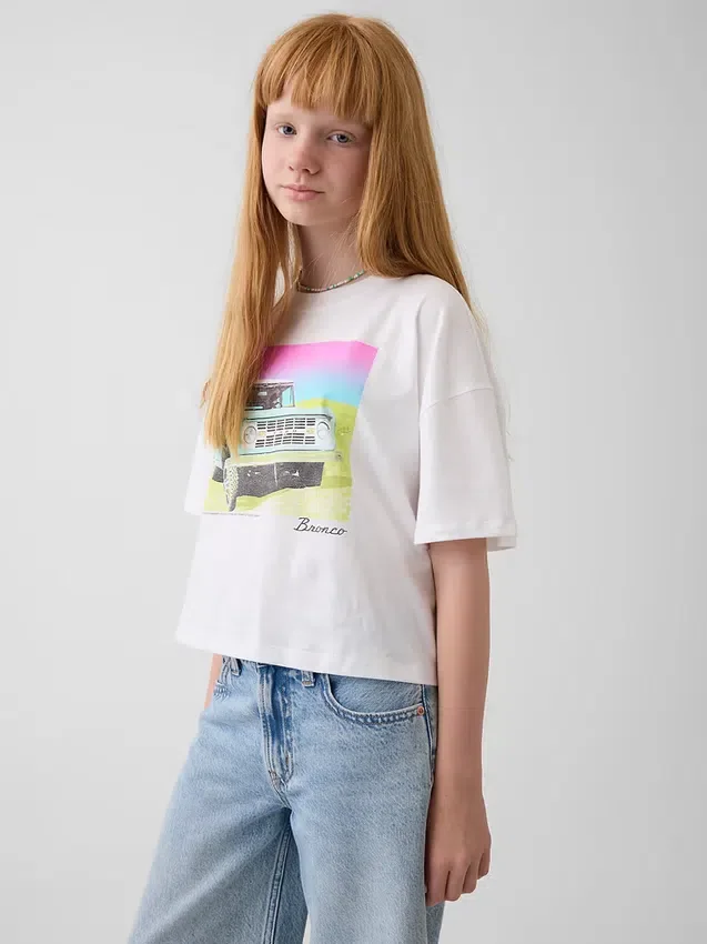 Oversized, boksformet T-skjorte for barn