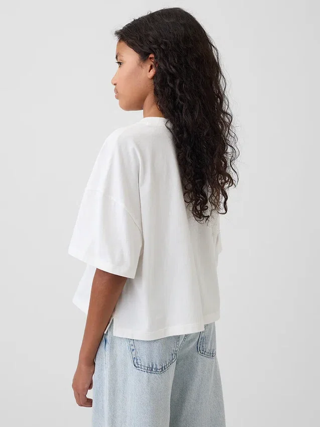 Oversized, boksformet T-skjorte for barn