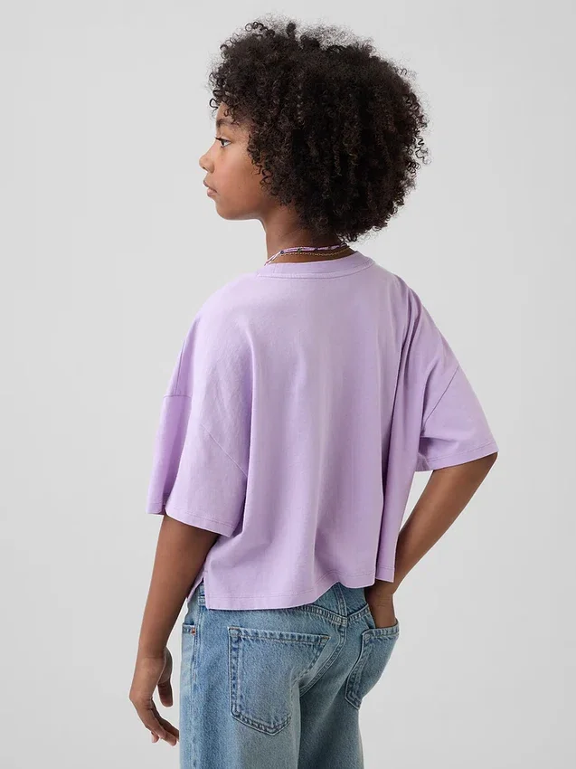 Oversized, boksformet T-skjorte for barn