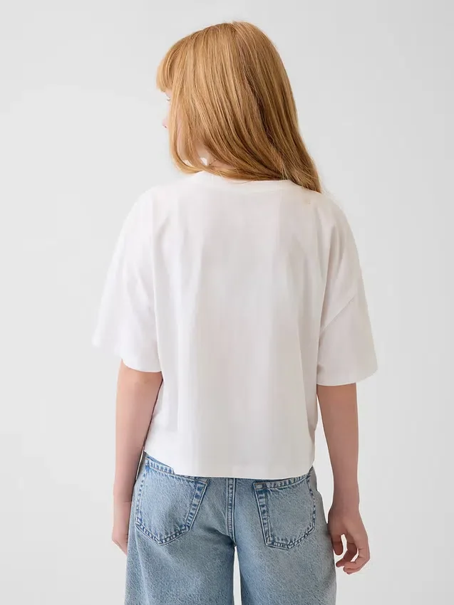 Oversized, boksformet T-skjorte for barn