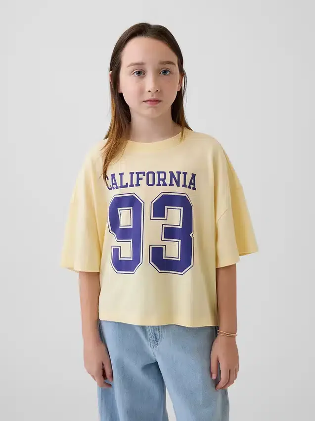 Oversized, boksformet T-skjorte med delstatslogo for barn