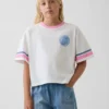 Oversized, boksformet T-skjorte med grafisk trykk for barn