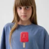 Oversized, boksformet T-skjorte med grafisk trykk for barn