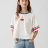 Oversized, boksformet T-skjorte med grafisk trykk for barn