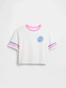 Oversized, boksformet T-skjorte med grafisk trykk for barn