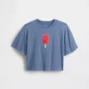 Oversized, boksformet T-skjorte med grafisk trykk for barn