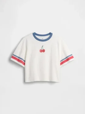 Oversized, boksformet T-skjorte med grafisk trykk for barn