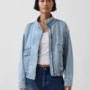 Oversized bomberjakke i denim