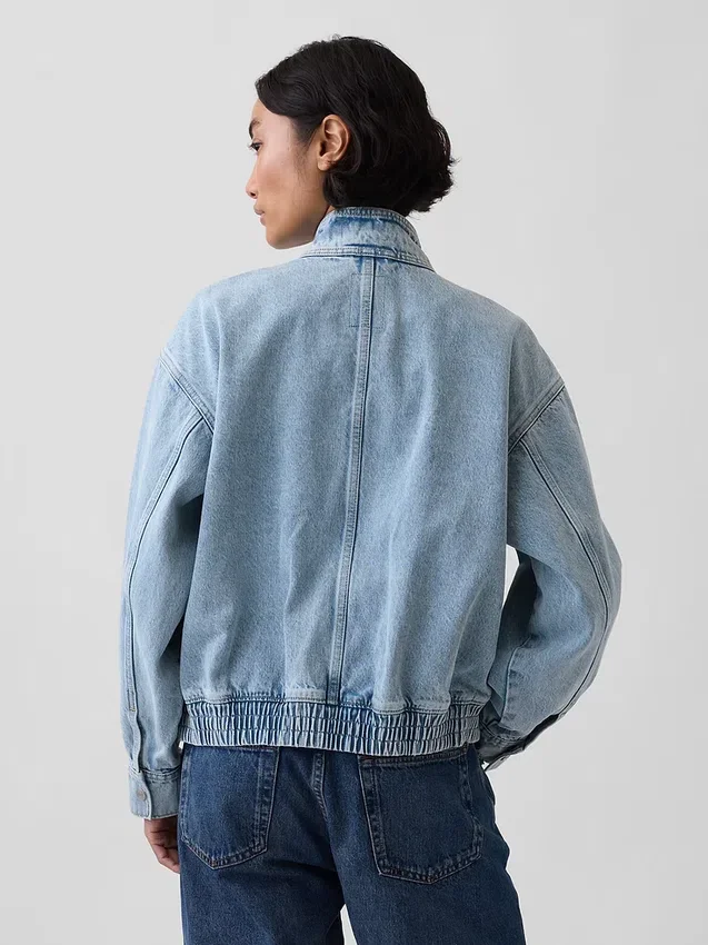 Oversized bomberjakke i denim