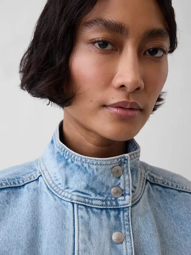 Oversized bomberjakke i denim