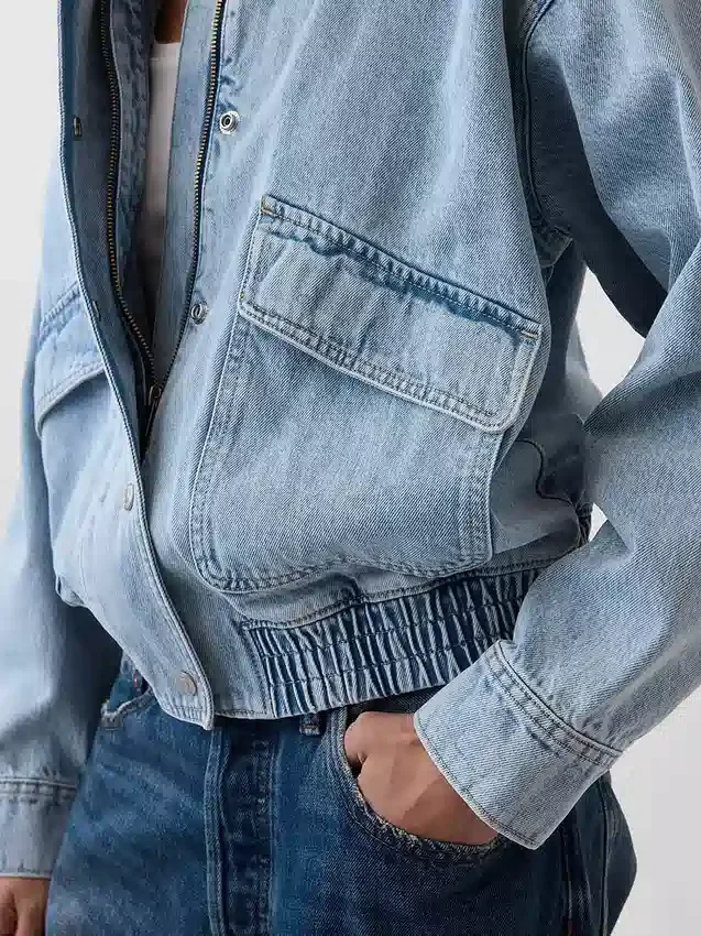 Oversized bomberjakke i denim