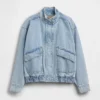 Oversized bomberjakke i denim