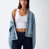 Oversized bomberjakke i denim