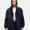 Oversized bomberjakke med strikkkant
