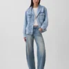Oversized denimjakke med sjalhals